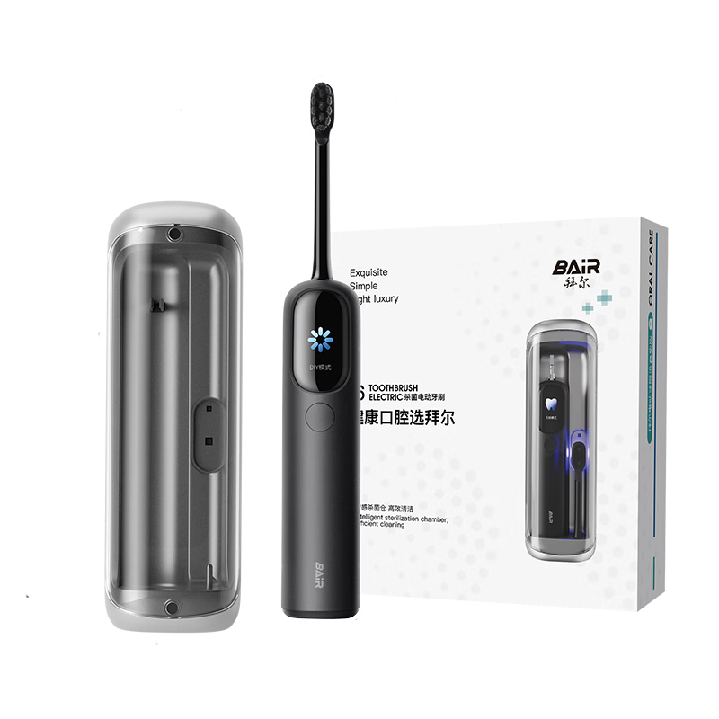 BAIR Space Capsule Sterilization Model, Large Screen Visible Intelligent Vibration-Scanning Integrated Sonic Electric Toothbrush for Adults, Rechargeable Soft Bristle, Size 16