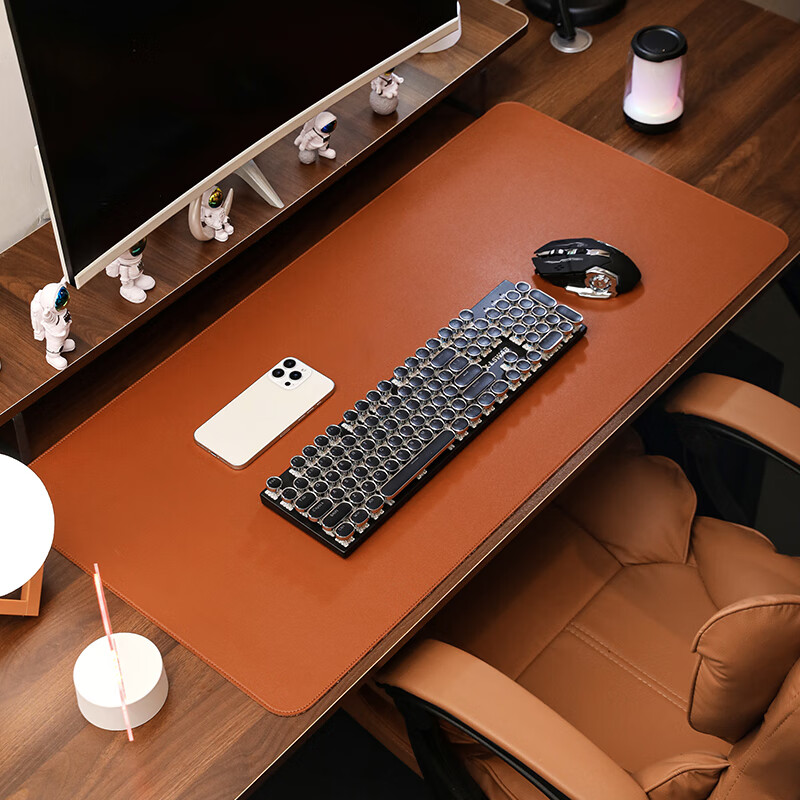 Juyingfeng Extra Large Mouse Pad, Leather Waterproof Mouse Pad, Laptop Office Extra Large Double-Sided Desk Pad, Natural Wood Texture with Lock Edge, Wear-Resistant, 90*45cm, Brow