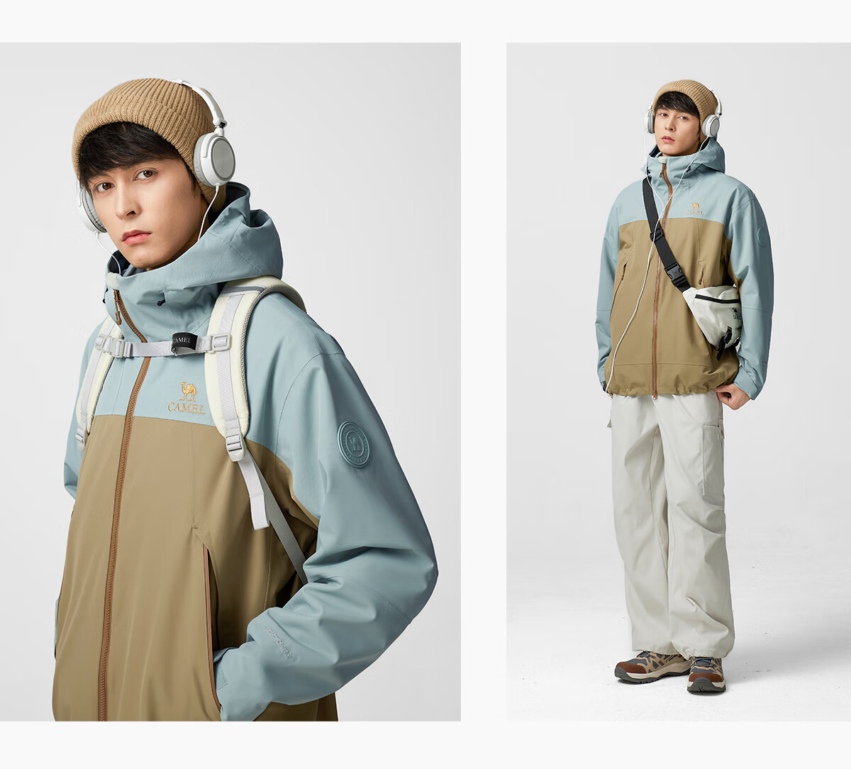 CAMEL (CAMEL) [King of Kings KAIJIA KING] Wang Junkai's 2025 Outdoor Three-in-One Assault Jacket Color-blocked Rainproof Mountaineering Suit 11