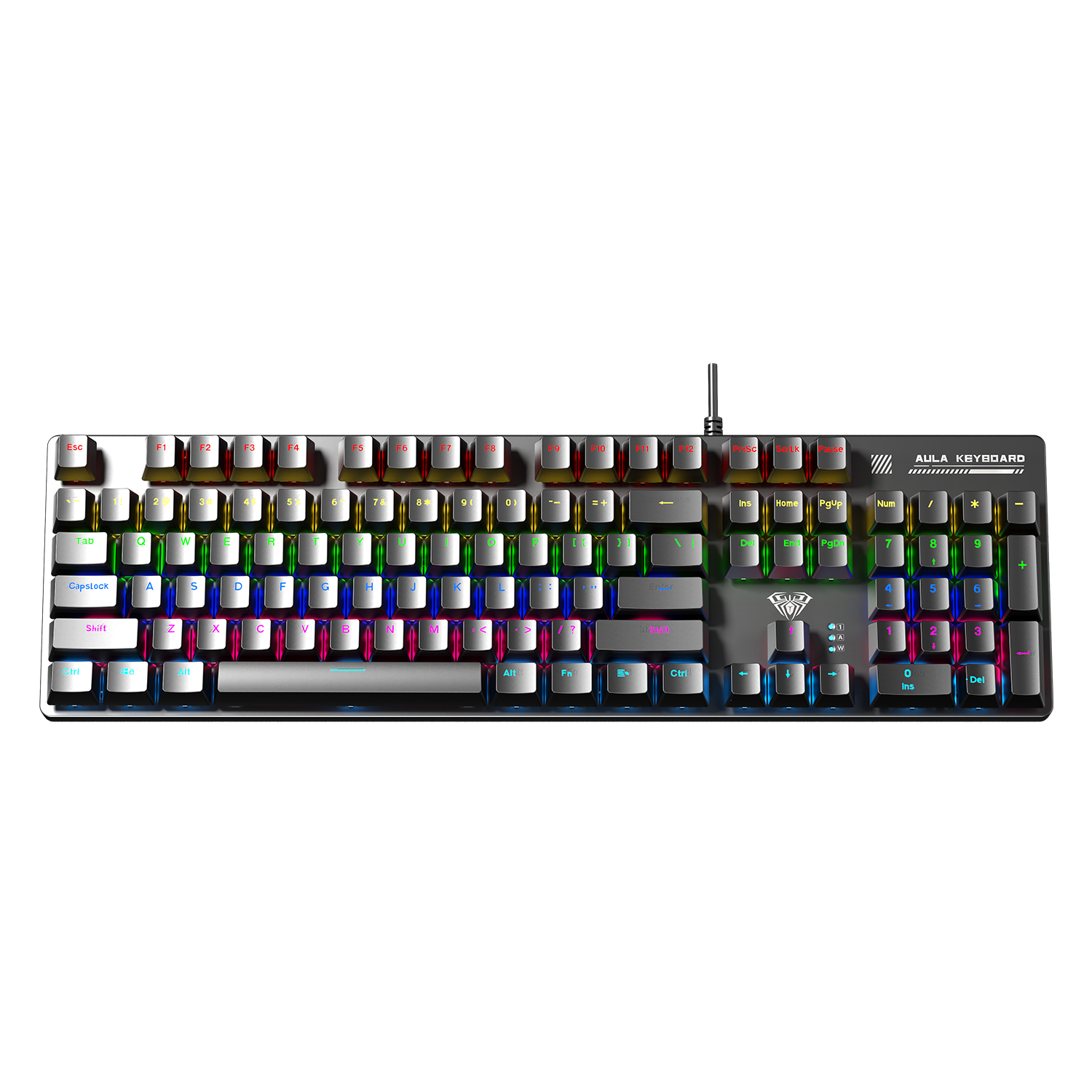 AULA S500 Mechanical Keyboard Wired Backlit Full-Size 104-Key Gaming E-Sports Laptop Multimedia Office PUBG Full Anti-Ghosting Black Mixed Light Blue Switches