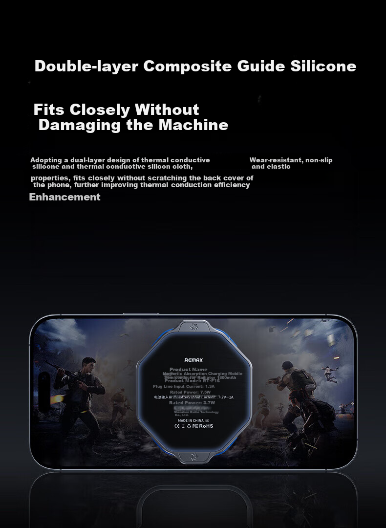 REMAX [External Battery | No Plugging Required] Phone Cooling Pad, Magnetic Back Clip for Gaming, Ice-Cold Live Streaming Semiconductor Cooling, Suitable for Apple And IQOO 11