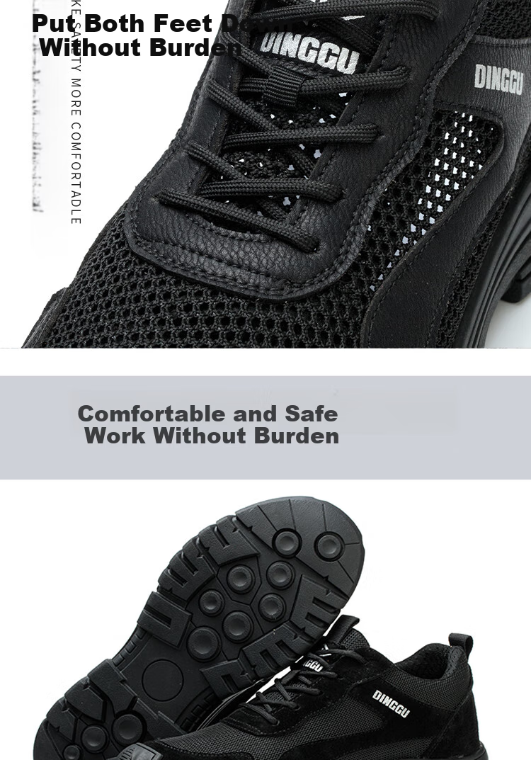 Dinggu Safety Shoes for Men, Anti-Smashing And Puncture-Resistant Steel Toe Work Boots for All Seasons N1113hei38 4