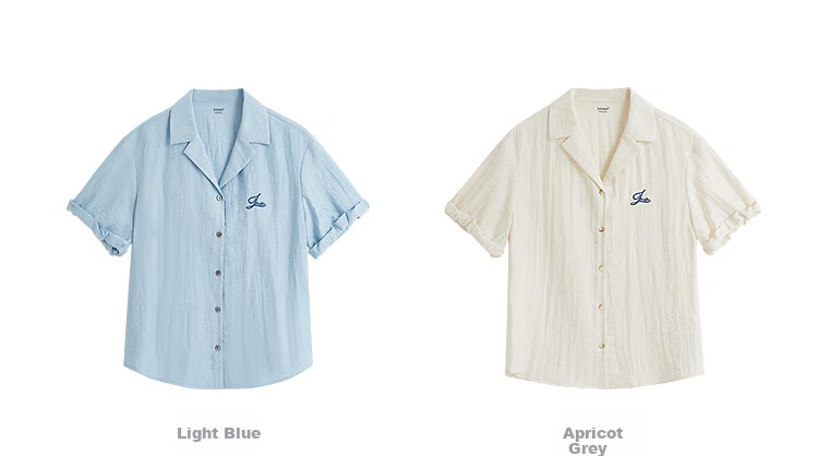INMAN Summer 2026 Women's Blue Short Sleeve Linen Wrinkle Texture Shirt Light Blue XL 18