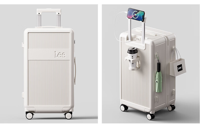 Lee High-Quality Large-Capacity Thickened Suitcase, Trolley Case, Travel Luggage, Password Lock Box, Aurora White, 28 Inches 23
