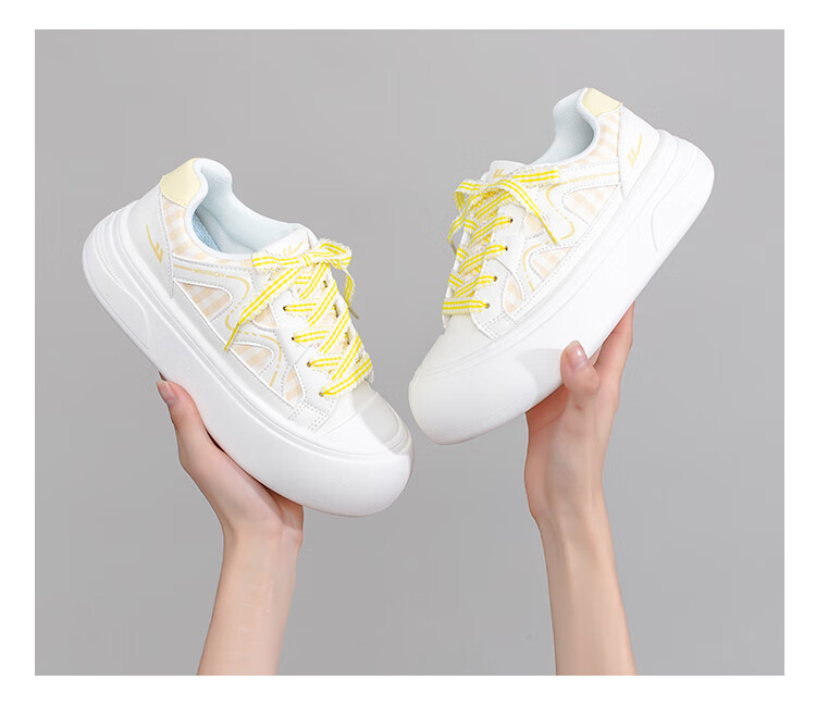 Warrior Women's Thick Sole Versatile Cute Shoes Spring Autumn Popular Casual Student Sports Sneakers, Beige Black, Size 38 13