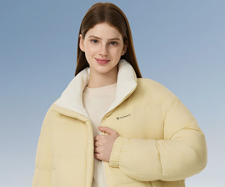 Tanboer Puff Down Jacket Women Short Stand Collar Reversible Coat 2025 New 5550320D Cardamom Green 155 1