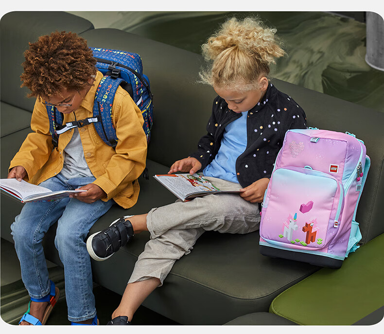LEGO Elementary School Backpack for Grades 1-3, Children's Double Backpack, Effective Load Reduction, 3D Letters, Blue 20238 3