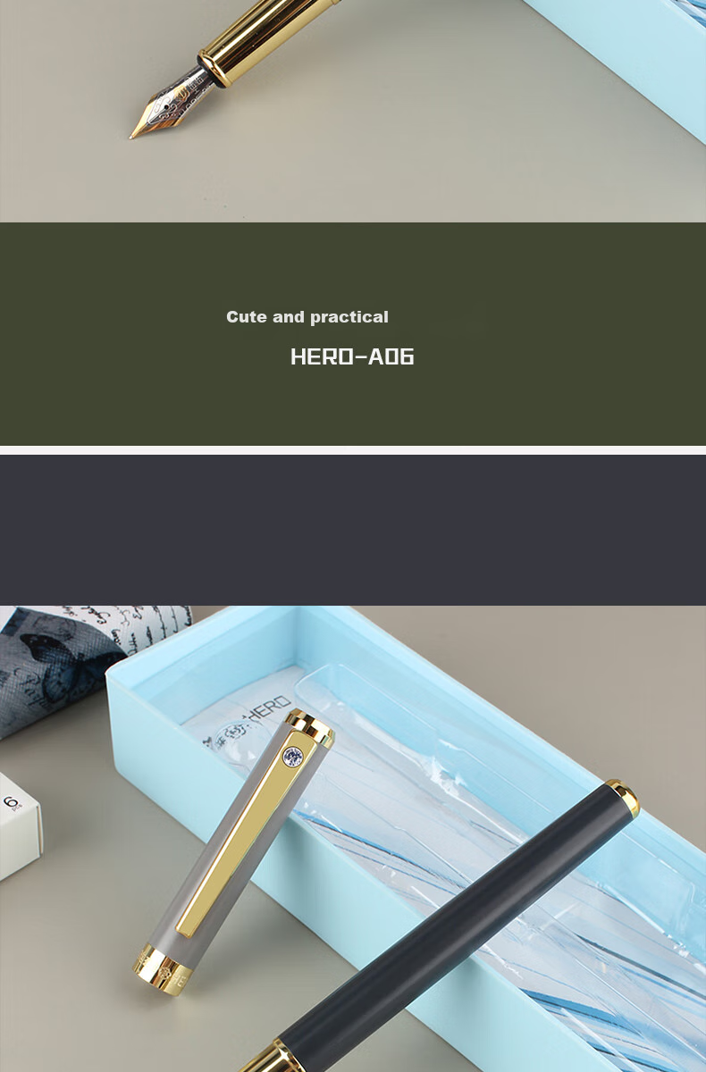 HERO Fountain Pen A06-1 Morandi Iridium Nib Adult Daily Writing Business Office Signature Ink Pen EF Nib Taro Color 9