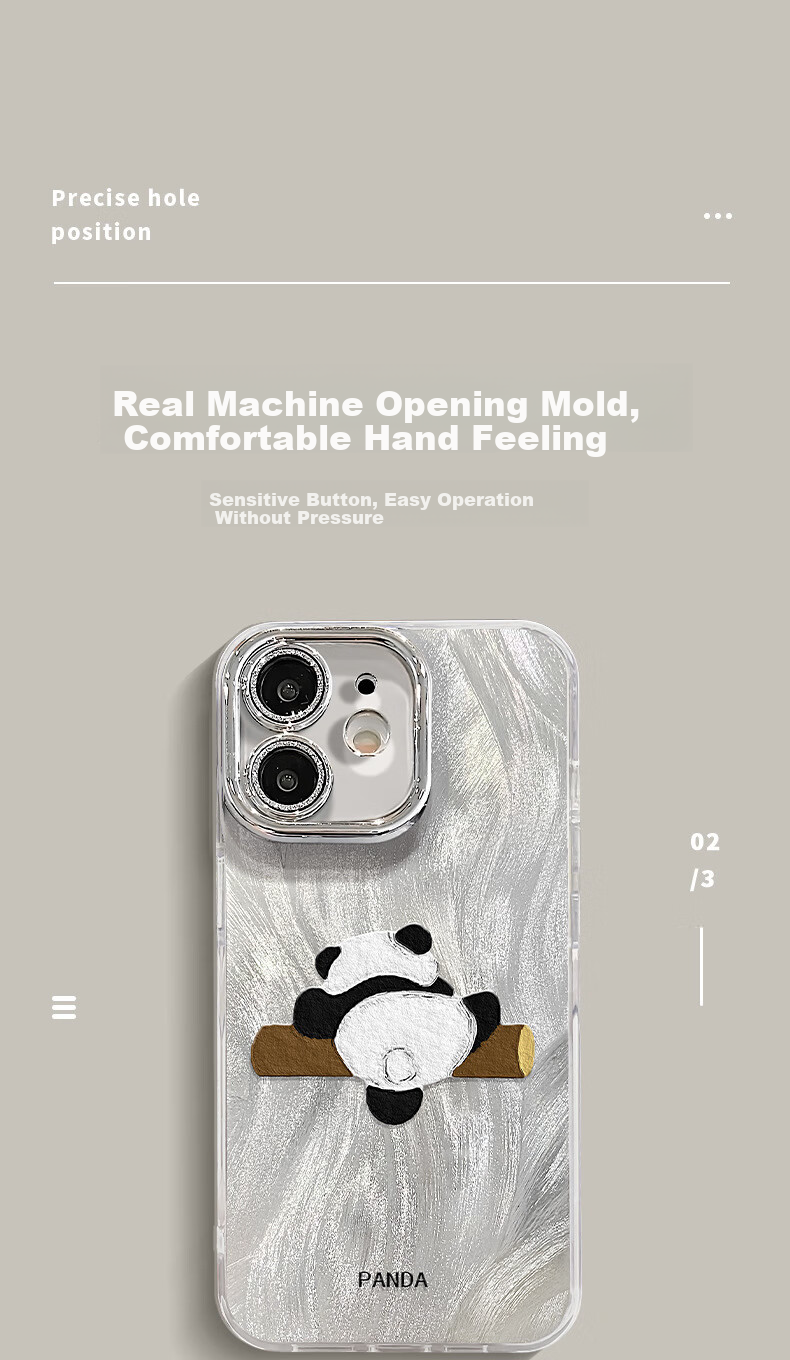 Zitai IPhone 16 Case, Acrylic Full Protection Shockproof Cover for Men And Women, Couples' Case [Climbing Panda - with Built-In Camera Lens Protector] 3