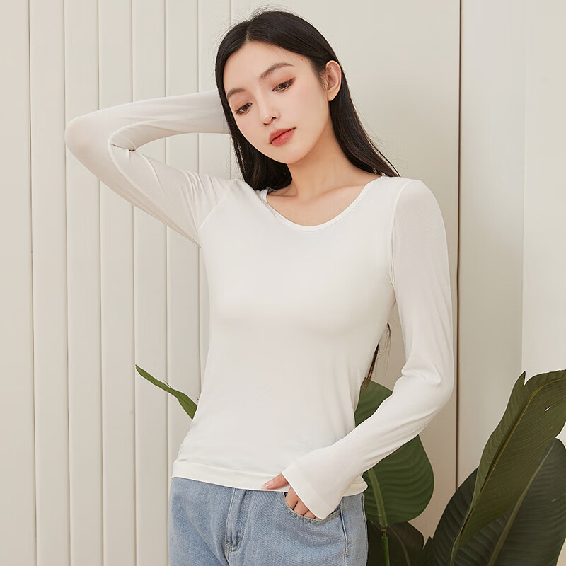 Langsha Women's Cotton Thin Slim Fit Versatile Stylish Long Sleeve Seamless Cotton Sweater Autumn Winter New Base Shirt 5