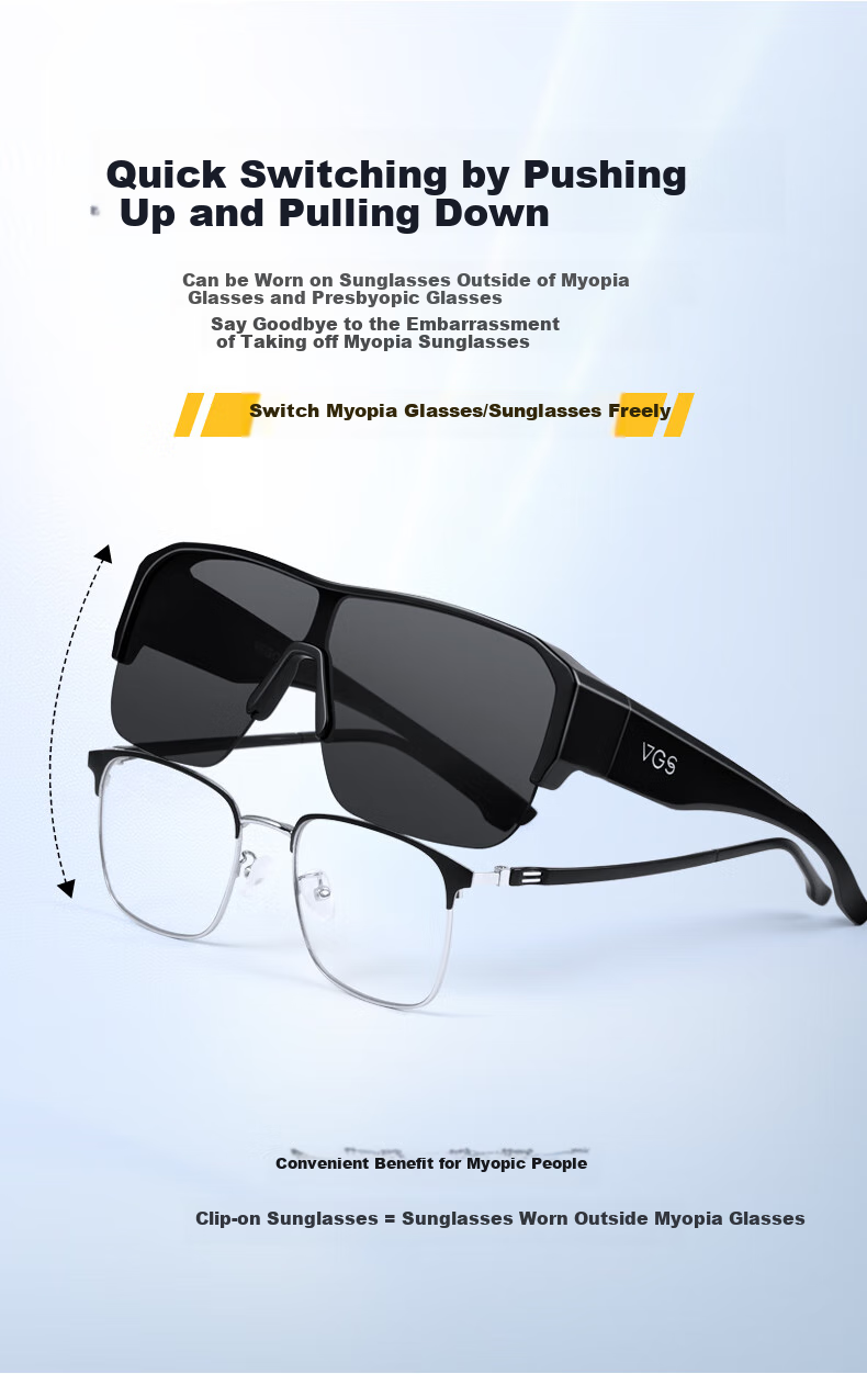 VEGOOS Day And Night Polarized Myopia Sunglasses Clip-On Anti-Glare Night Vision Glasses for Driving And Cycling 1