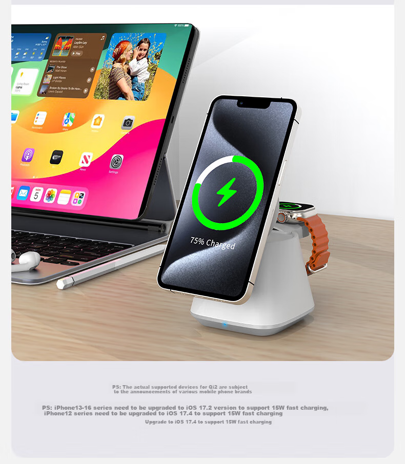 GDGO [Qi+ Apple Certified] Wireless Charger for Smartwatch And Phone, MagSafe Magnetic S11/Ultra3 Fast Charging Compatible with IPhone 18/17/Air Earphones 11