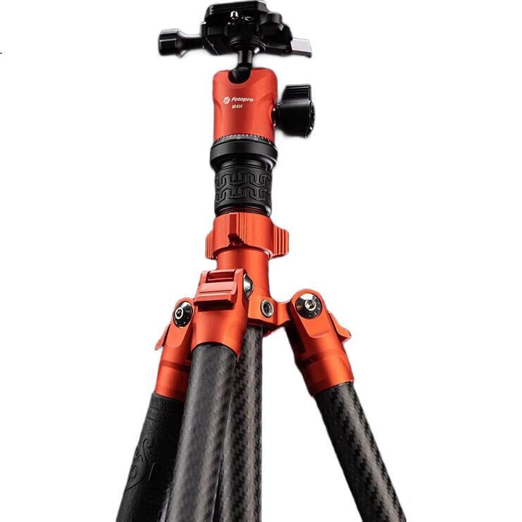 Штатив Fotopro MG4 Dual Panoramic Ball Head, 3K Carbon Fiber Professional DSLR Mirrorless Camera Photography And Videography Tripod Head, with Phone Clamp, Orange