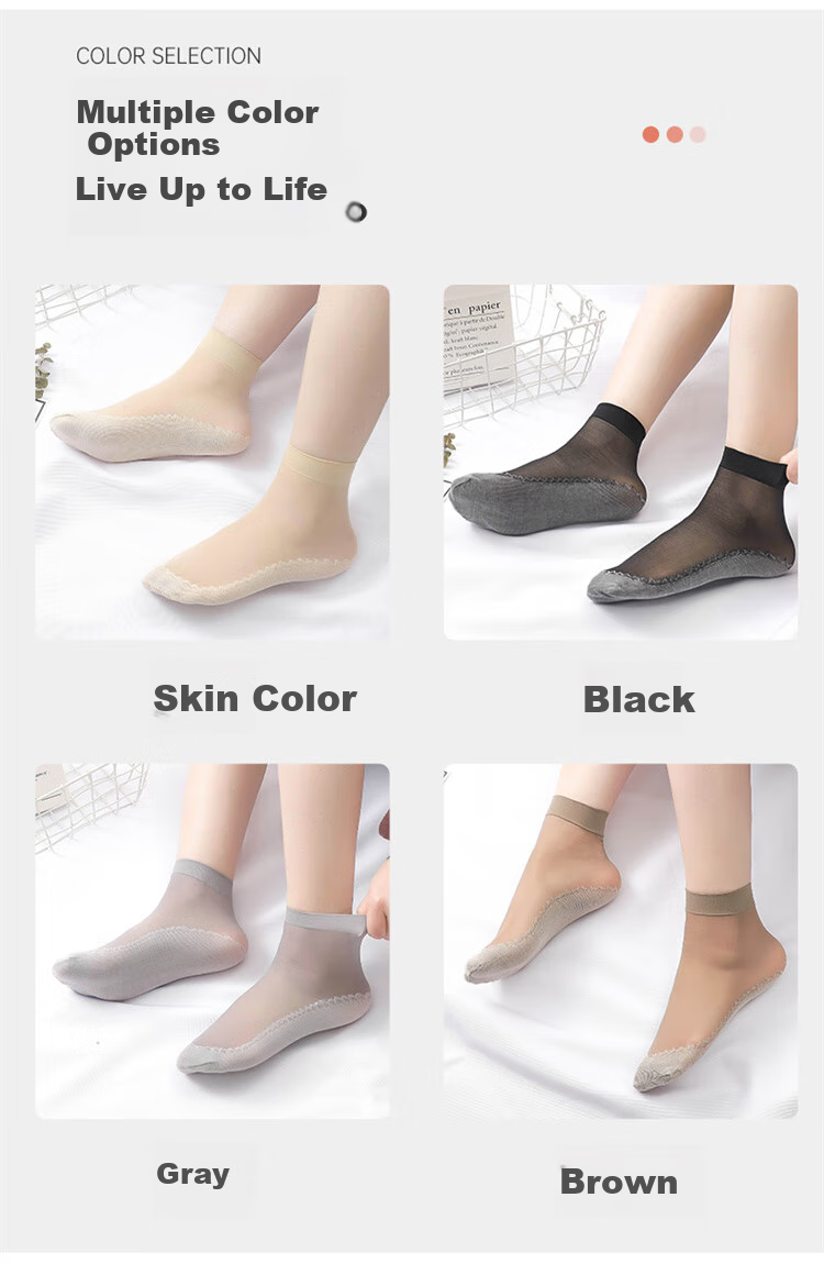 LangSha Silk Stockings, Short 6 Pairs, Spring And Summer Thin Style Women's Socks, Flesh Color Mid-Calf, Reinforced Sole, Non-Slip Short Socks, One Size Fits All, 6 Pairs Per Pack 11