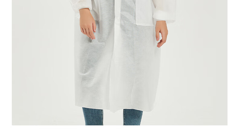 Aideer Disposable White Lab Coat Workwear Non-woven Breathable Dustproof Factory Laboratory Visitor Suit 5-Pack Velcro Thickened One Size CW761286 11