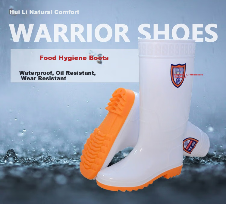 Warrior Women's Tall Rain Boots, Rubber Shoes, Waterproof Shoes, Oil-Resistant Food Boots, Kitchen Shoes HXL62-B White 39 2