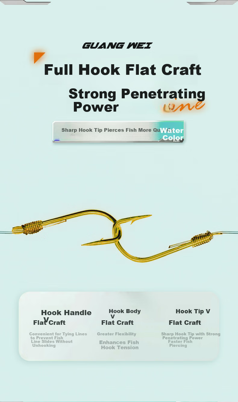GW 20 Sets of Water-Colored Good Fortune 1# Golden Sleeve Fish Hooks with Pre-Tied Leader Lines, Double Hook Finished Sets, Hooks Fishing Tackle 3