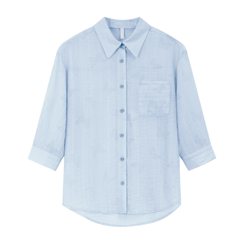 Fansiman Premium Tencel Shirt Women 2026 Summer Pink Loose Elegant Top Light Blue L