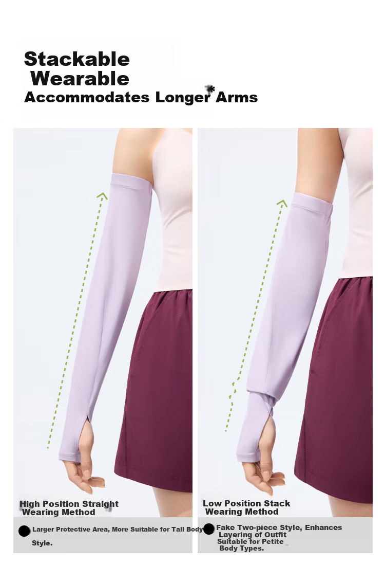 Beneunder Women's Loose Cooling Breathable Sun Protection Arm Sleeves UV Protection Driving Sleeve Soft Smoke Purple 9