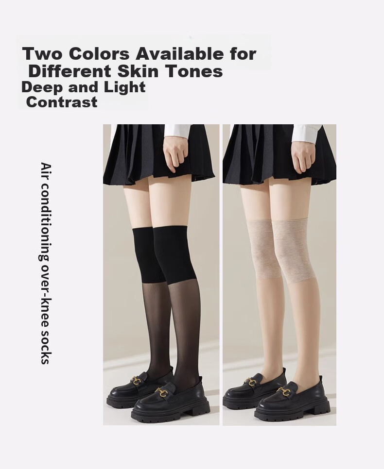 Dushiliren 3 Pairs of Women's Socks, Knee-Protecting Socks for Air-Conditioned Rooms, Warm Over-Knee Non-Slip Summer Long Stockings for Cold Legs, Skin Color 6