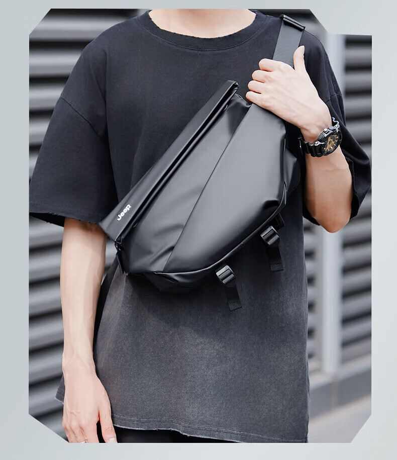 JEEP Magnetic Buckle Crossbody Bag, Men's Shoulder Bag, Chest Bag, Large Capacity Functional Casual Commuter Cycling Phone Mini Backpack 8