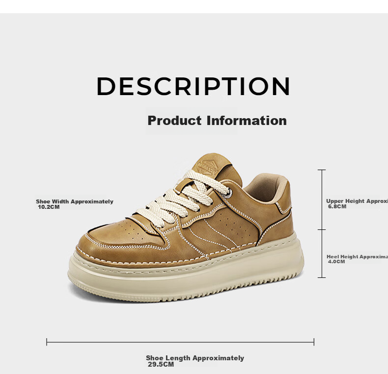 Yierkang Men's Shoes, 2026 Spring And Summer Casual Shoes, Fashionable Sports Thick-Soled Versatile Sneakers, Retro Simple Footwear, Black, Size 41 3