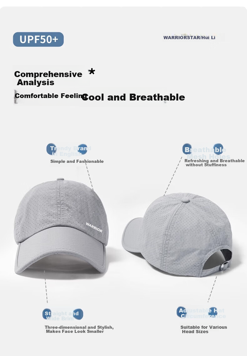 Huili Sun Protection Hat for Men, Summer Quick-Dry Cap, UV-Resistant Breathable Baseball Cap, Outdoor Cycling Visor Hat for Wome 8
