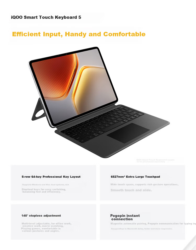 IQOO Pad5, 8GB+128GB, Yin Yi, Subsidy 15%, 12.1-Inch Gaming Large Screen, Blue Crystal × Dimensity 9300+, Tablet Computer, Vivo 18