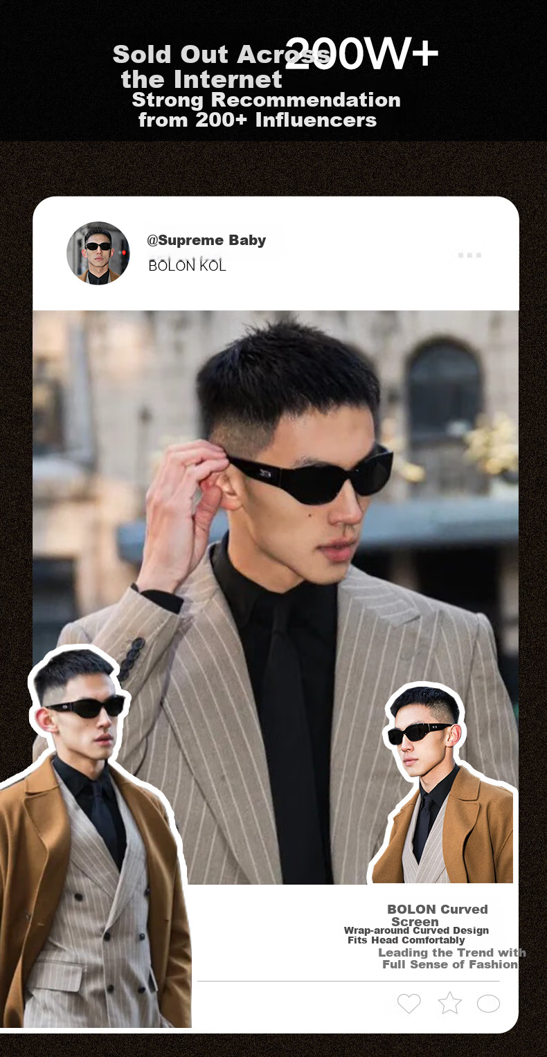 BOLON Sunglasses, Hou Minghao's Style, Trendy Cool Sunglasses, UV Protection, for Men And Women, BX5007A10 1
