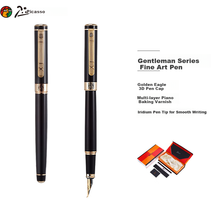 Перьевая ручка Pimio Gentleman Series 902, золотой зажим, черная, 1.0 мм, подарочная упаковка