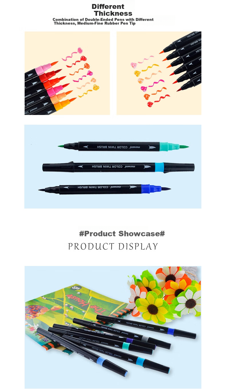 Monami Colorful Showy Brush, Soft Tip, Elastic Journal Brush, English Calligraphy Brush, Macaron 6-Color Set 04038Z06-DP Watercolor Brush 21