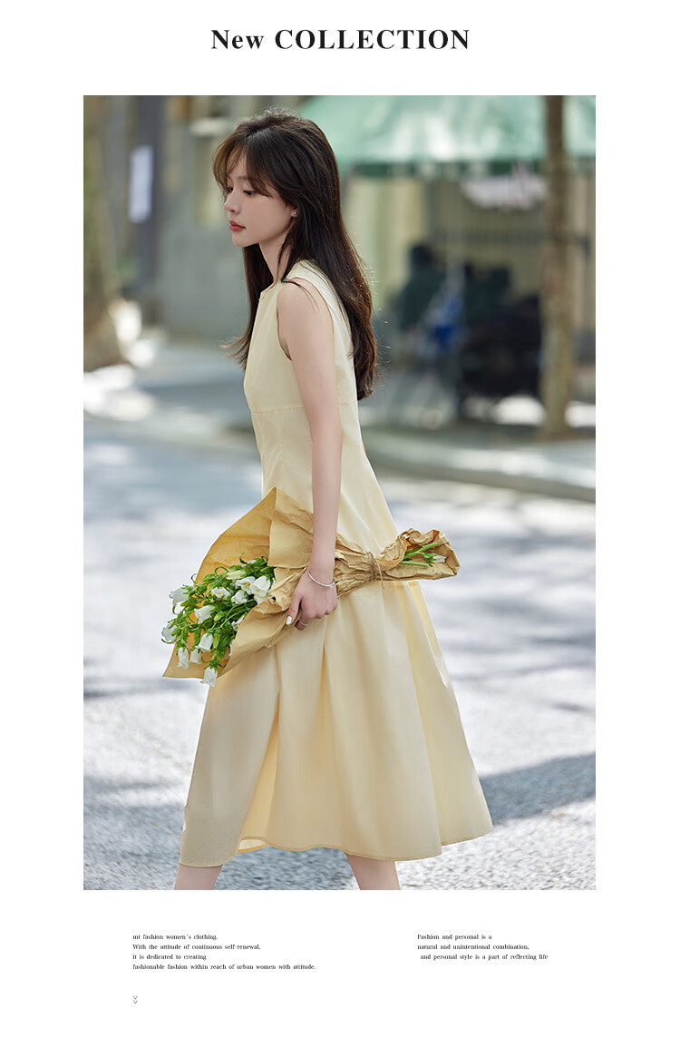 MT Romantic Holiday Pink Summer New Sleeveless Waist-Cinched Mid-Length Simple Dress 3