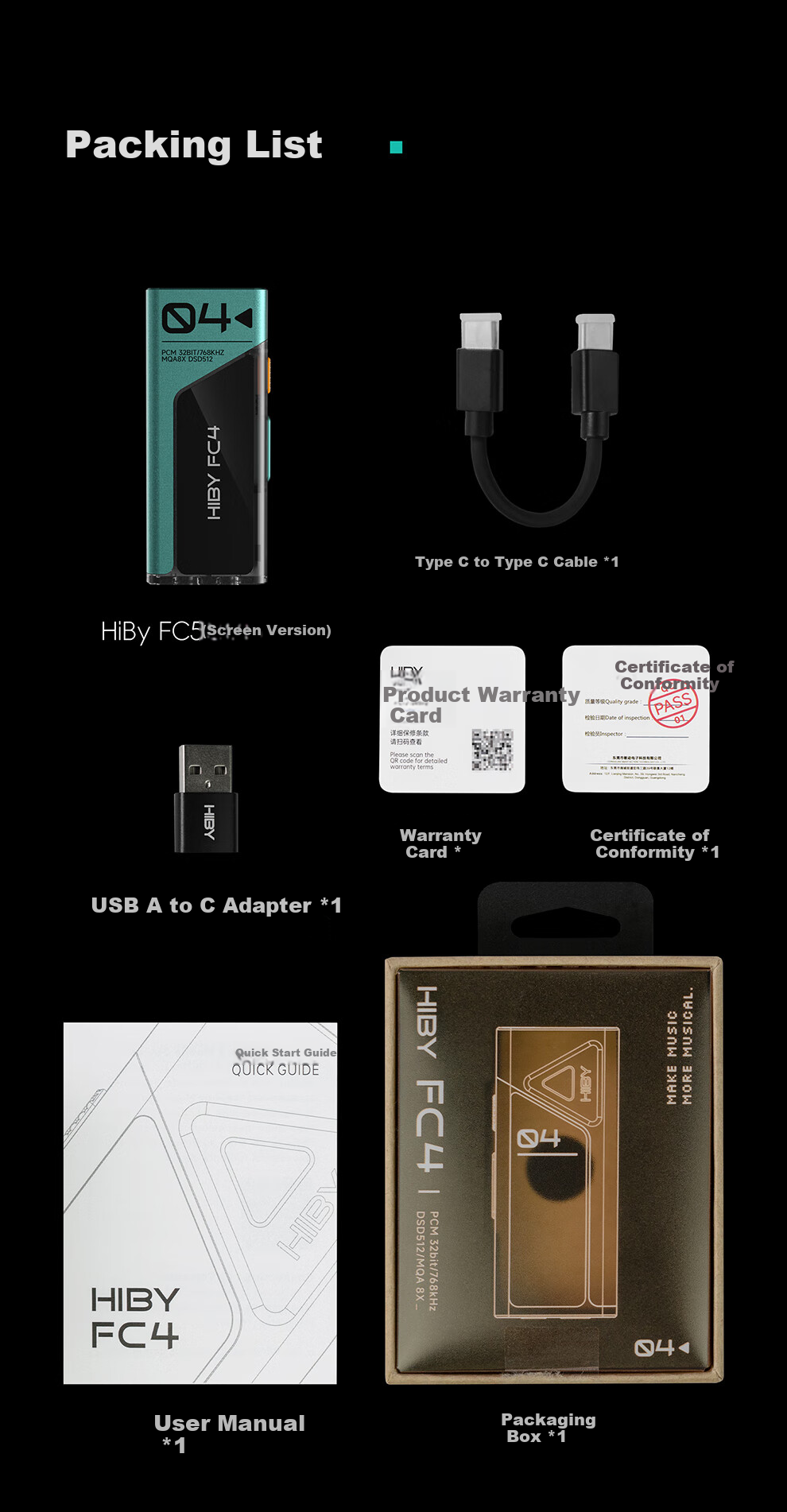 HiBy FC4 Screen Version, Haibei Decoding Earphone Amplifier Portable Android Apple Small Tail DSD Hard Decoding HIFI Mobile Decoder Computer Sound Card, Green, Decoder 14