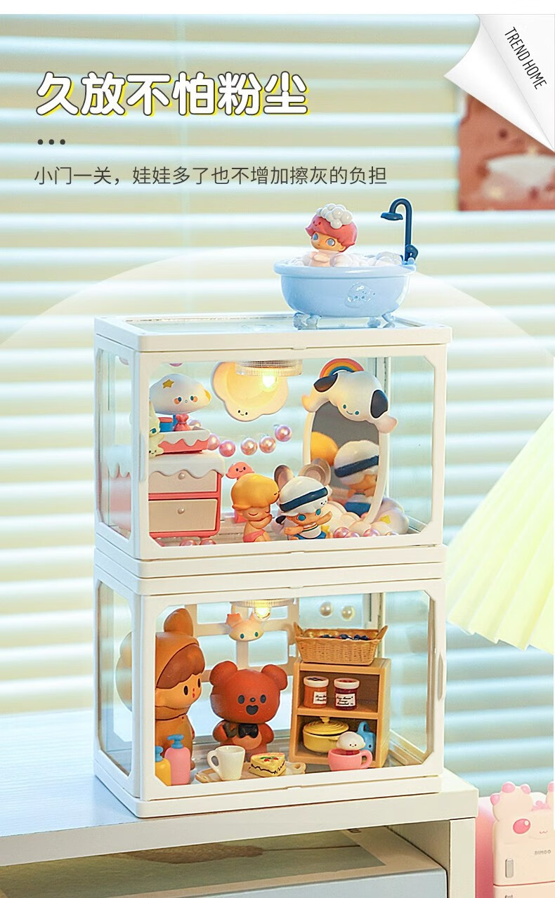 OManti Blind Box Figurine Storage Box, Glass Display Shelf, Transparent Dust-Proof Display Case for Dolls And Figurines, Pop Mart Display Cabinet 6