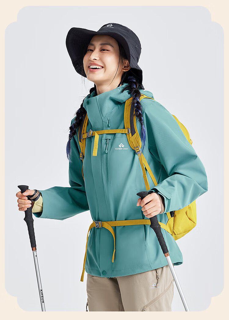 Pioneer Camp Women's Three-In Jacket with Fleece Inner Layer, Outdoor Hiking Mountaineering Coat, Windproof Waterproof Warm Hardshell Jacket 10