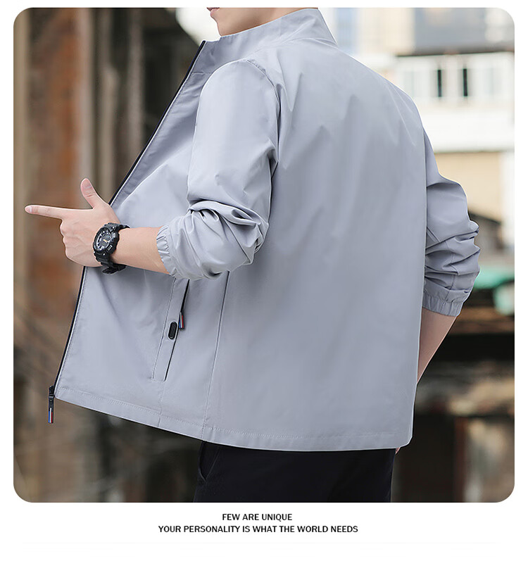 TUCANO Men's Spring Autumn Stand Collar Comfortable Business Casual Jacket Versatile Sports Solid Color Top Black L 9