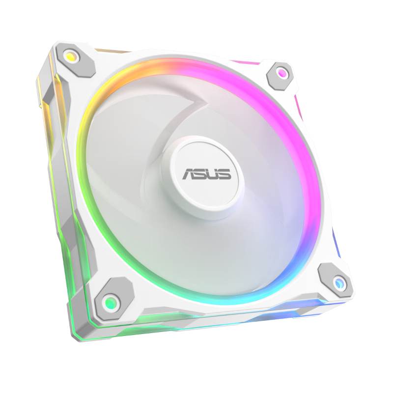 ASUS PRIME MR120 ARGB White Chassis Fan, 28mm Thick Blade Frame, Low Noise, Dual-Sided Colorful ARGB Lighting Effects, LED Light Array