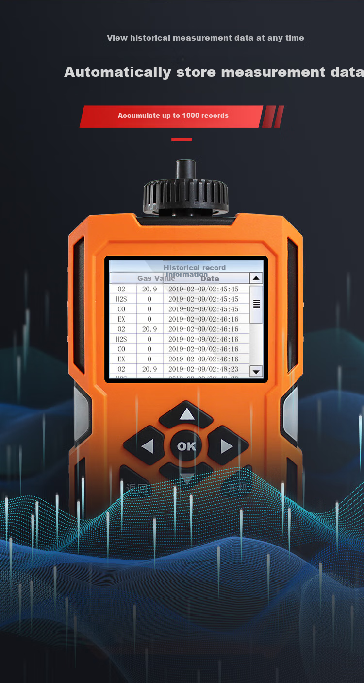 EDKORS Pump-Suction Four-In Gas Detector for Combustible Gas, Oxygen, Hydrogen Sulfide, CO, Hazardous Confined Space Alarm 14