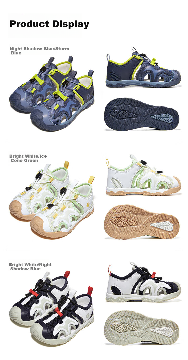 Ginoble Kids Breathable Sandals Toddler Walking Shoes Boys Girls Summer Mountain Series GW1762 Night Shadow Blue/Storm 3
