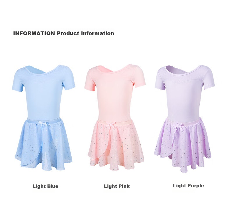 Zhiyouban Children's Short Sleeve Dancewear Ballet Practice Dress Girls Professional Art Exam Gymnastics Tulle Skirt Half Skirt 4