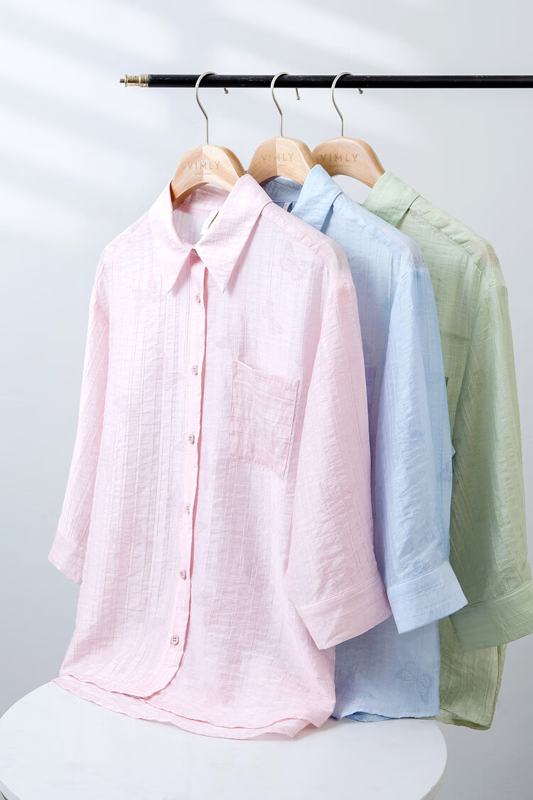 Fansiman Premium Tencel Shirt Women 2026 Summer Pink Loose Elegant Top Light Blue L 37
