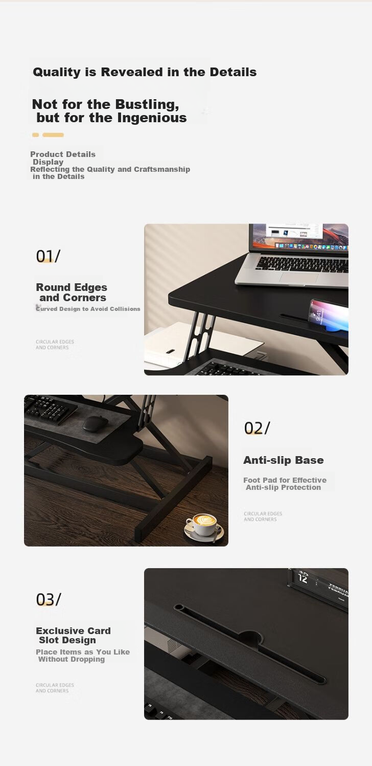 Gupujia Height Adjustable Computer Desk, Office Standing Desk with Lift Mechanism, Adjustable Workstation, Standing Desk with Lift 12