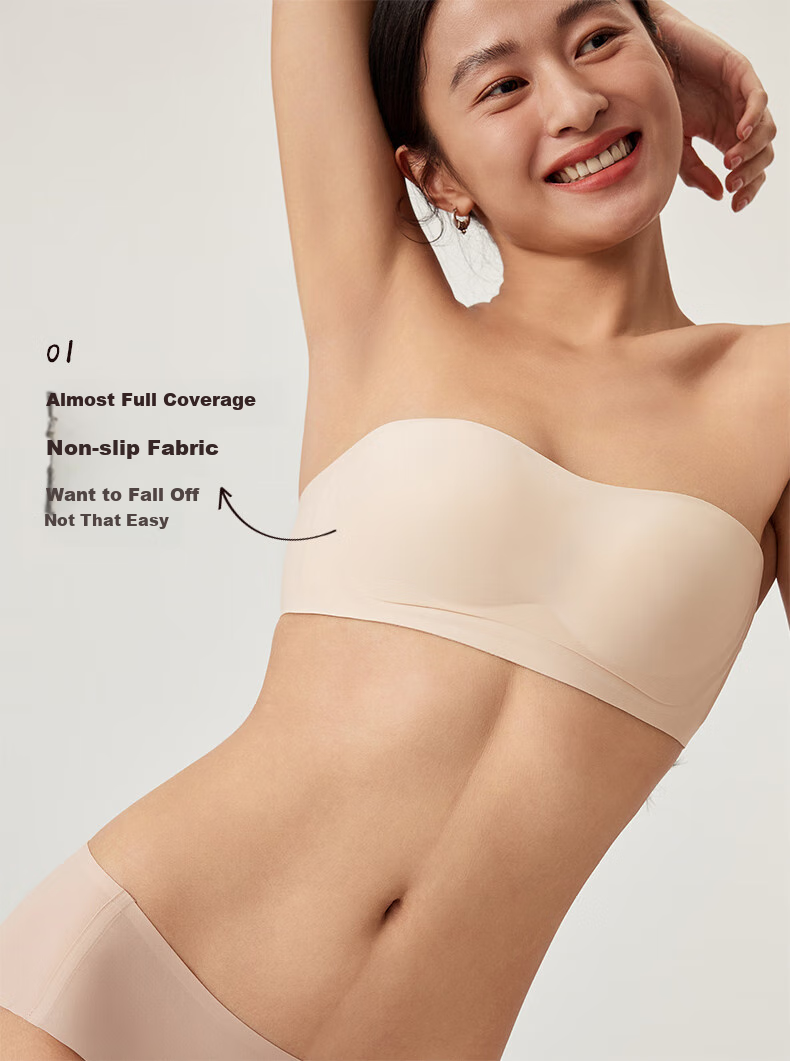 NEIWAI Orange Label Zero-Worry Strapless Anti-Slip Wireless Fixed Cup Bra, Women's Breathable Underwear with Detachable Straps 4