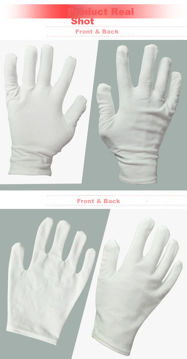Minggu White Cotton Gloves for Ceremonial Use And Labor Protection, Pure Cotton White Gloves, 6 Pairs/Pack 5
