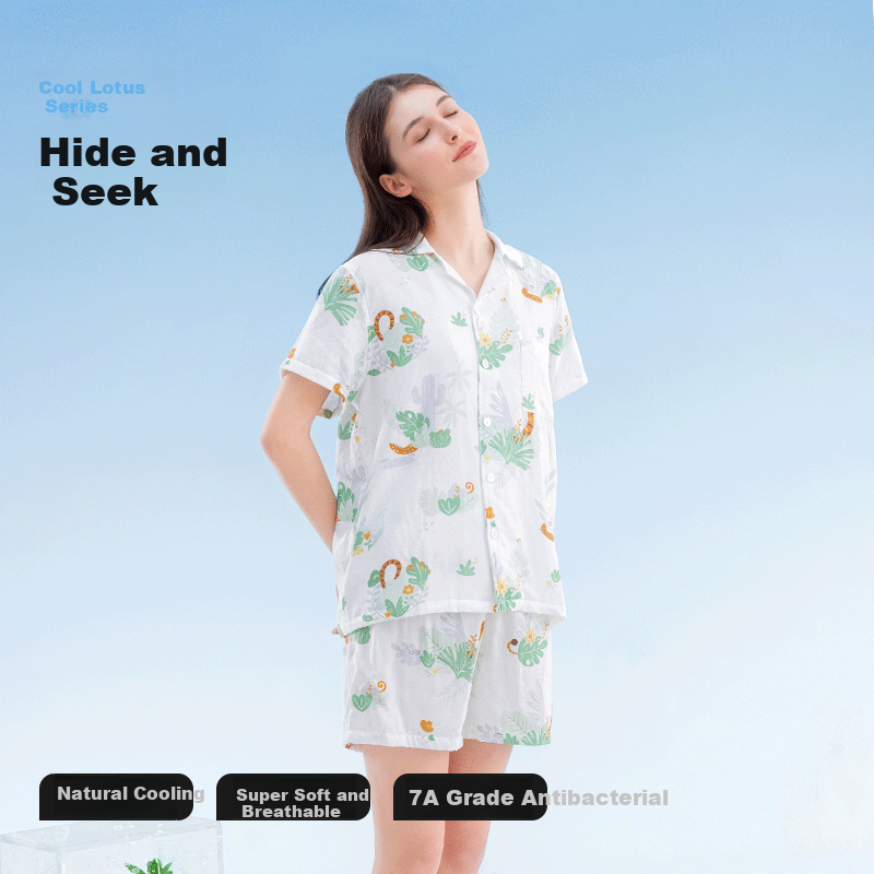 Beitaisi Children's Pajamas, Breathable New Home Wear Set, Thin Cool-Feeling Baby Summer Short-Sleeve Clothes