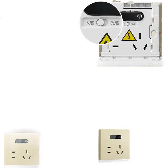 BULL Switch Socket, Night Light Socket, Five-Hole Socket with Night Light, Floor Lamp 86-Type Panel GTLZ223, Gold Color