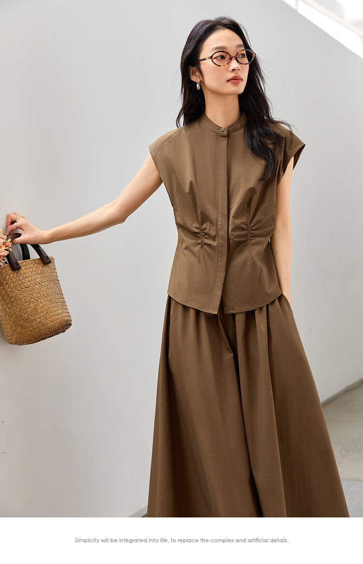 Fansiman French Style Pleated Top and Skirt Set for Women 2026 Summer New High-End Waist Slimming Two-Piece Set Size S 7