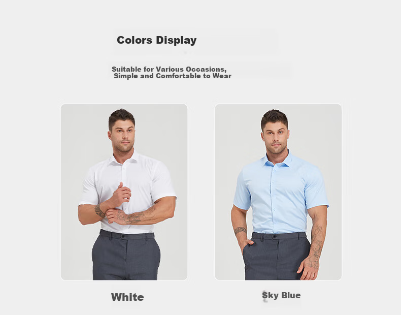 Dibinze Large Size Short-Sleeve Shirt for Men, Loose-Fitting Business Casual Wrinkle-Resistant Bamboo Fiber Elastic White Dress Shirt for Chubby Me 17