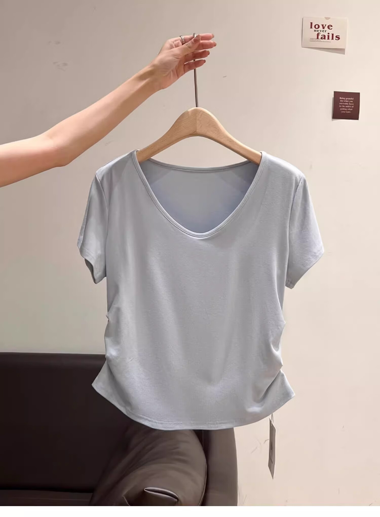 Woodpecker Women's Loose Fit Short Sleeve T-Shirt Summer New V-Neck Ruffled Waist Slim Crop Top White 2XL 12