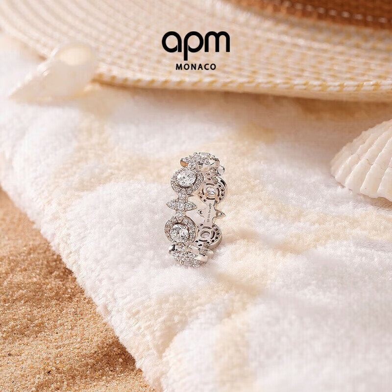 APM Monaco Meteorite Circle Snow White Princess Ring, Couple Rings, Light Luxury Gift for Girlfriend Or Wife, Birthday Present